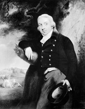M0011315: Portrait of Edward Jenner (1749-1823), with a view of Berkeley, Gloucestershire