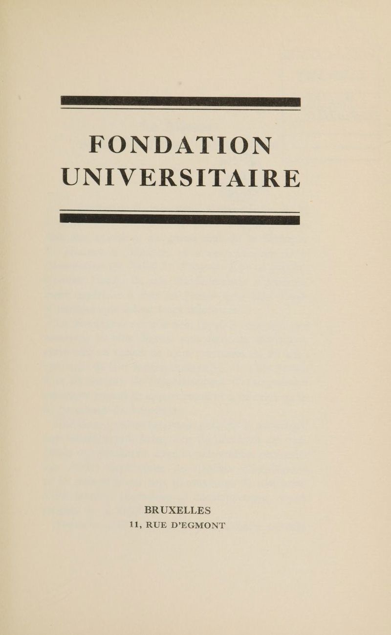 oh FONDATION UNIVERSITAIRE a BRUXELLES 11, RUE D’EGMONT