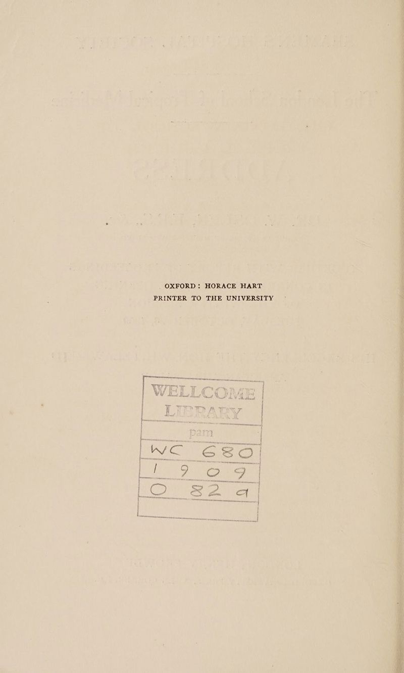 _ OXFORD: HORACE HART PRINTER TO THE UNIVERSITY = LIP PARYV bat A BL WELLCOME |