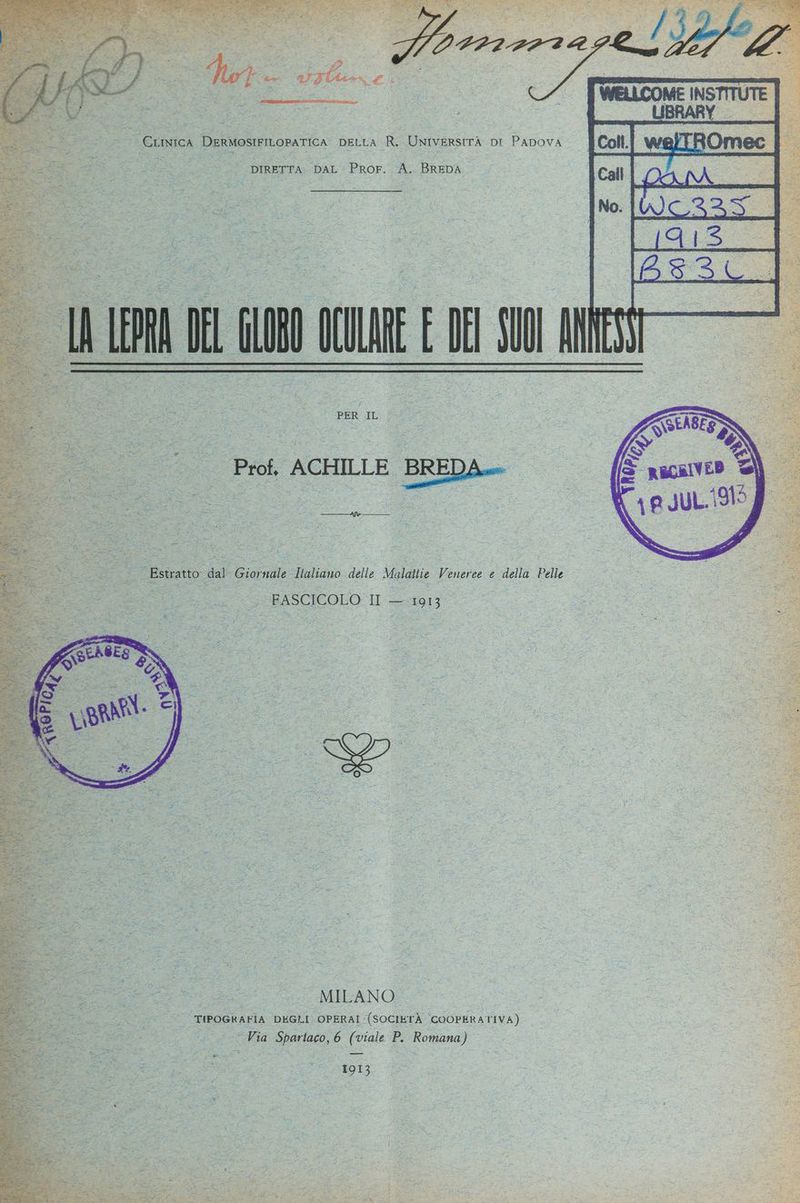 Curci DERMOSIFILOPATICA DELLA R. UNIVERSITÀ DI PADOVA DIRETTA. DAL Pror. A, BRENA igor Ò = = Far PERI SR - MILANO TIPOGRAFIA DEGLI OPERAI (società COOPERATIVA) “ Via Spartaco, 6 (viale P. Romana) 2 sa : se ri i . ) TR Ti e, 7 n ra Pi >. A î19, FASI avea L + RTS