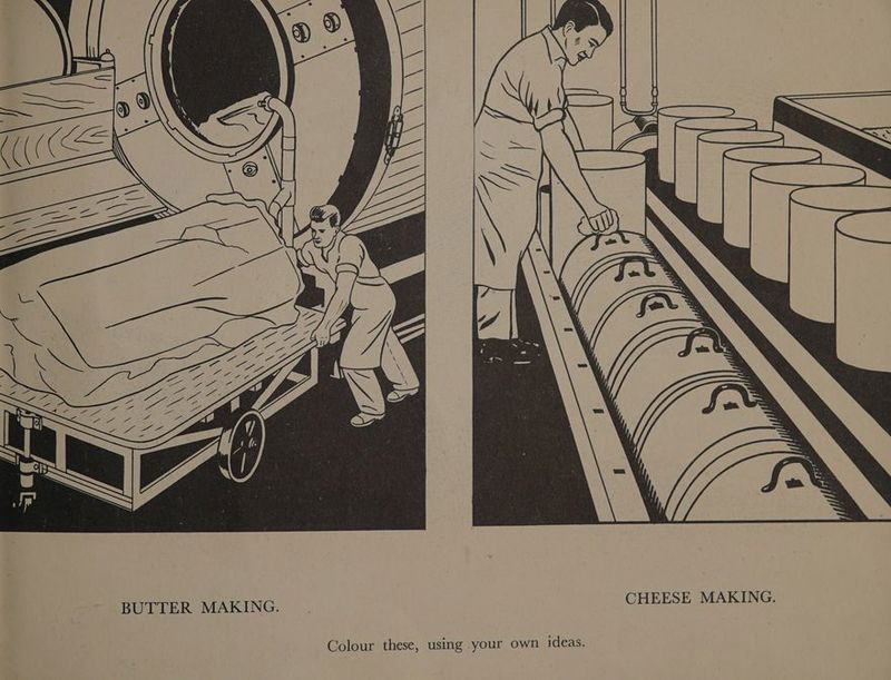 CHEESE MAKING. BUTTER MAKING. Colour these, using your own ideas.