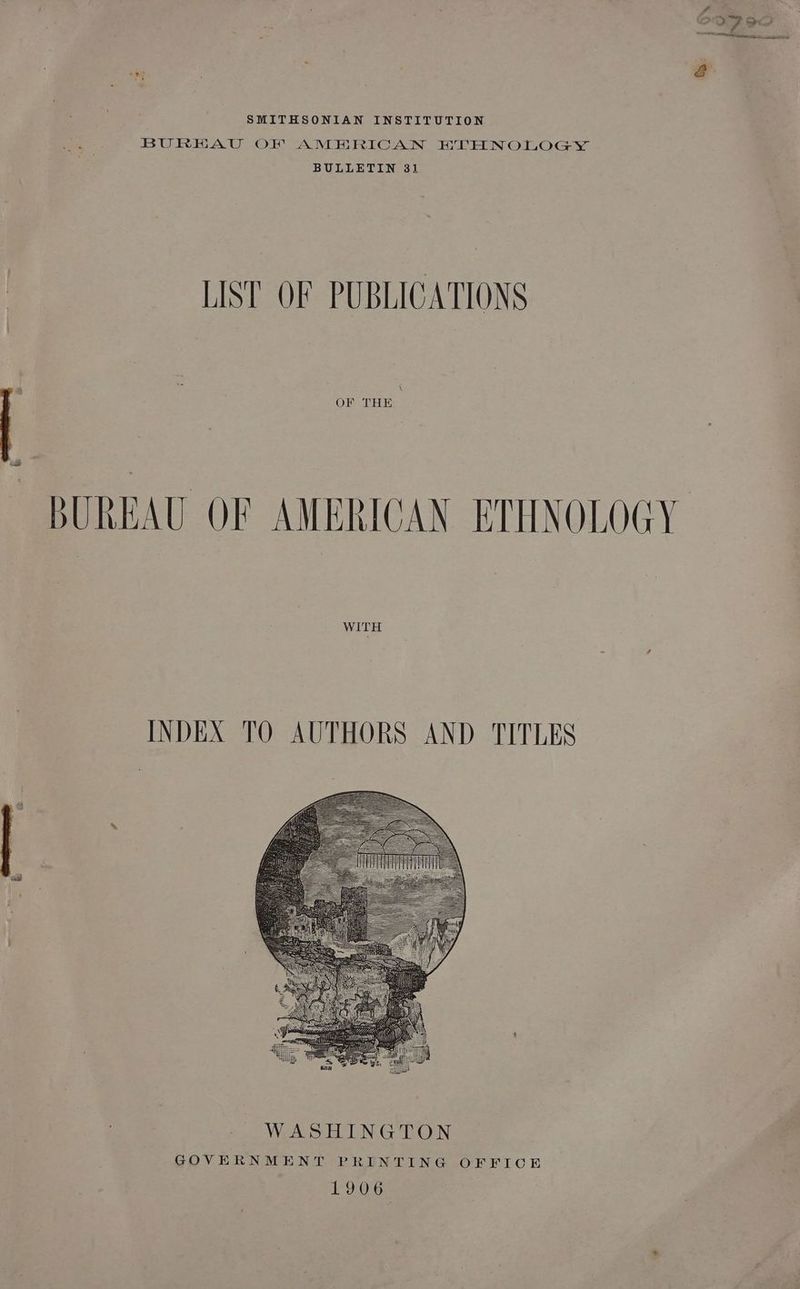 SMITHSONIAN INSTITUTION ZA BUREAU OF AMERICAN HTHNOLOGY . BULLETIN 31 LIST OF PUBLICATIONS OF THE BUREAU OF AMERICAN ETHNOLOGY WITH