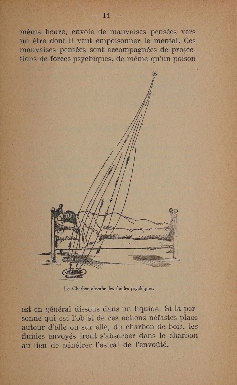 NE RD 27 Se dt ne | un être dont il veut empoisonner le mental. Ces mauvaises pensées sont accompagnées de projec- tions de forces psychiques, de même qu’un poison SS À SES LIRE ( Le Charbon absorbe les fluides psychiques. est en général dissous dans un liquide. Si la per- sonne qui est l’objet de ces actions néfastes place autour d'elle ou sur elle, du charbon de bois, les fluides envoyés iront s’absorber dans le charbon au lieu de pénétrer l’astral de l’envoûté.
