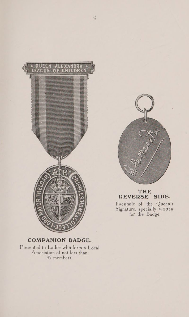 COMPANION BADGE, Presented to Ladies who form a Local Association of not less than 35 members.