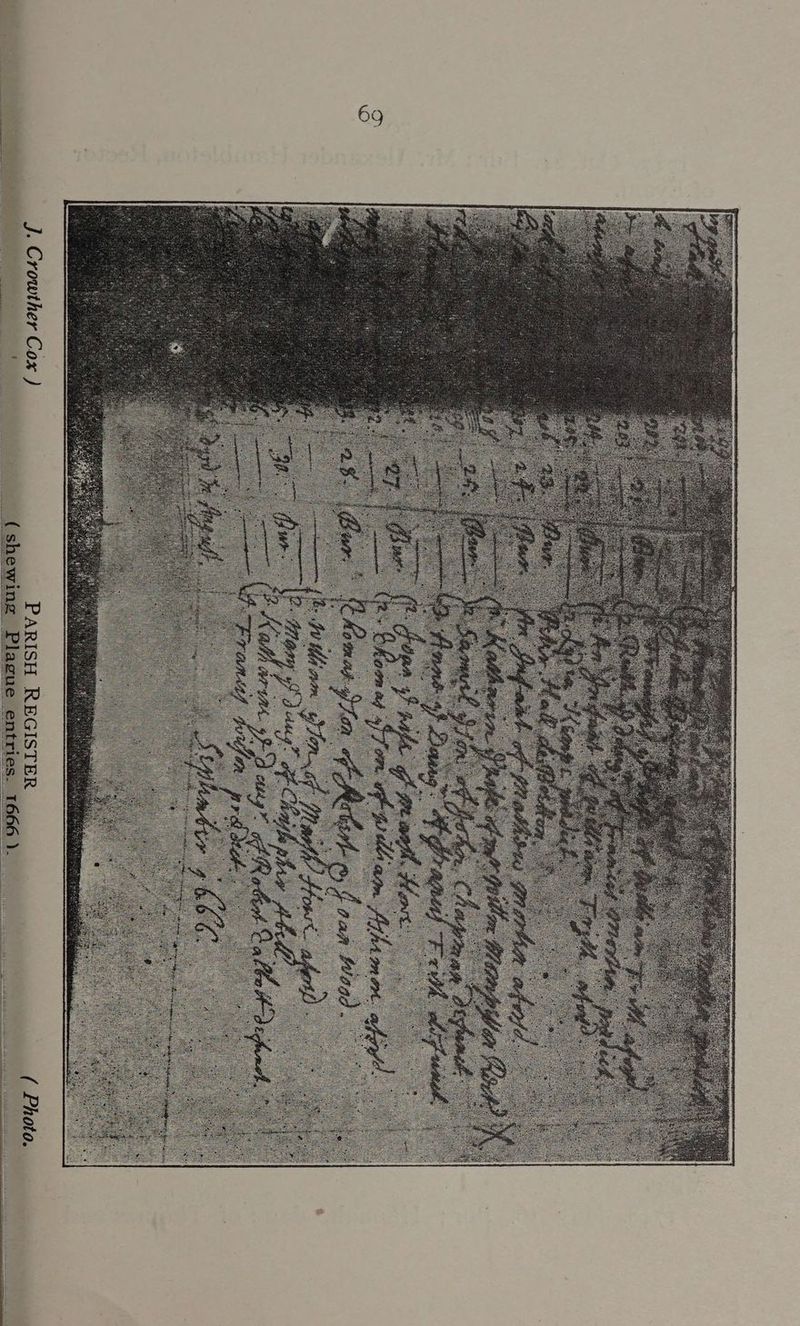 J. Crowther Cox ) _ PARISH REGISTER i ee -—- (shewing Plagu