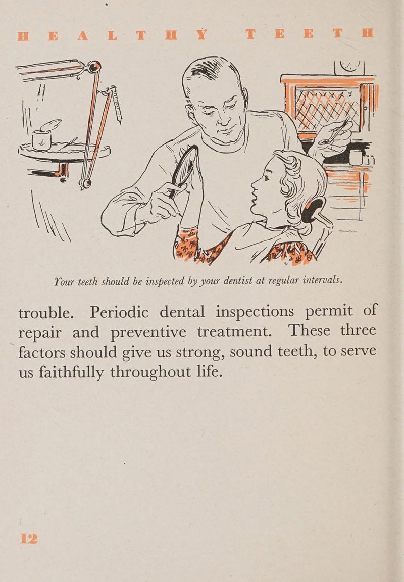trouble. Periodic dental inspections permit of repair and preventive treatment. These three factors should give us strong, sound teeth, to serve us faithfully throughout life. i2
