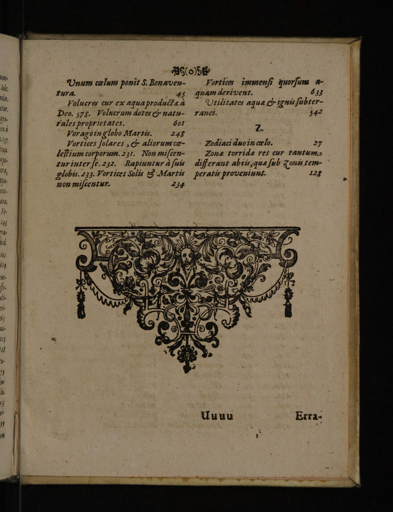 Unum celum ponit $. Bonaven- fura. 4$ Volucres cur ex aquaproducta a Deo. 575. Volucrum dotes ct natu- vales proprietates. 601 Voragoin globo Martis. 243 Vortices folares ,c& Aliorum ce- leflium corporum.251.. Nom mifcen- zur inter [é.232. Repiuntmr à [uis lobis. 233. Vortices Solis 89 Martis 205 mifcentur. 234 Vortices ipmnenf uorum: a quam derivent. 633 Utilitate: aqua eb igni fübter- TAE. $42 Z. Zodiaci doin celo. 27 I2£