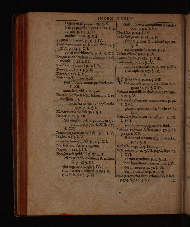 ^ - —— ^ —-——u 4o - EE EI AERE a LLL M dE * 2 RREDIME 3 , : E T qr T EUN —— Xx 3-8 —— Roe e i ERE  —PáÁ— LA — 4 Gcr -— z: z PCENA S pic diii : * : Pr UU ILE - t-— roc deii ue Rara irrt C iau qu: -€— rit en A-— -- ? — — Scl TO 1 — : : ———— MÁS PÓ— Bou y ME EI TT. - INDEX RERUM Organon eft cutis. p. 315. $- X. EC  emittit &amp; excremenjitium &amp; lauda- &amp;ined papillz nerves.p.214.. $. X. bile. p.19. $. VI. objecia. p. 214. $. XL. .— Tracblea. p.235. S. IV. modus. p.216. $. XII. [abe Fallopi ane. p.282. $. IV. Tegtmen reticulare. p.135. S. IV. . funt erigibiles. &amp; bre 283. Temperamentum. an &amp; qvid fit? p.25. . XVI. p. 184. $. XII. variat nutritlonem. p. 18s. $. XII. Tempu attendendumin affuümendis ali- mentis, p. 48. $. XI. Tendines qvid fint? p, m. $. X, 19 Y. earum fimbria. p. 382. $, TV. Tubulz bHarii. p: Dr, $.IV.- Twnicefoctüs. p.284. $. VIII. | Dympanum, p.227. $.1V. fumme neceffarium. p . 236. $. VE Tenue qvid? p.15, $. XI... .| ejus capfa. p.227.$. W.. Terror. p.262. S. XL. i ( AV. Tefles viriles.p. 109. G. XLI. Mane uteri, p. 271. $. XII. funt officina feminis prolifici. pato-, WV. Palvula col major qvo officio fun- S. XIL gatur? p.56. $. XEX. muliebres, vid. Ovarium. Valvula notabilis in du&amp;u Pecqvetiano. Theoria tmedíca.traGlat fubje&amp;um &amp;re-| p. so $. V. medium. p. 1. Valvule inteflinorum conniventes, p. 56. v pratitca utriusqveapplicatio-|  $, XVI. ov s Bem. p. 2. S.T. plures, qvámiin liis, funtin colo- - Thevapevtica qvid fit?p. 2. $. I. ibid. Abora&amp;. p. 77. S. XII. Valvule mitraler aut tricufpider. p. 68. ejus ampliatio &amp; anguflatioin qvo| . $. VIII. . Confiftat? p.77. $. XL. p.78-| -— femelunares autfigmoidea. ibid. [$. XIV. Valpuls vajorum latieorum. p.57. $. II. , Tomentumpartzum qvid fi e P in $. VI. p.103. $. XV; Tonfille. p. n5. G. VT. faciunt ad motum chyli.p.ór.$.IX. Tonuspartium qvidfiep.:.$. XI. — c0 p.62. S. X. Tracbea vid. Arteria afpera. —. Vafalilaria p. va. G.1V. fqq. Jvagur. p.226, S. II. Vafa lactea, p. 1. S.VIL. P: 57.S.1I.p. 103. Iran[piratzo qvidfit? p, 17. $. II. $. XVI. eftevacuatio continua &amp; natura-| ^^ eorum terminus. p. ys. HI. lis. p. 18. S. I1. || 'nonimmittüntür netvis.p.58. $1V. ejus organon. p.138. $. IV. . ejus materia elita. p.59.$. V. ejus finis, p. 19. $. VI. eorum munus. p. 59. $. VI. eorum valvula. p. DA $.H.