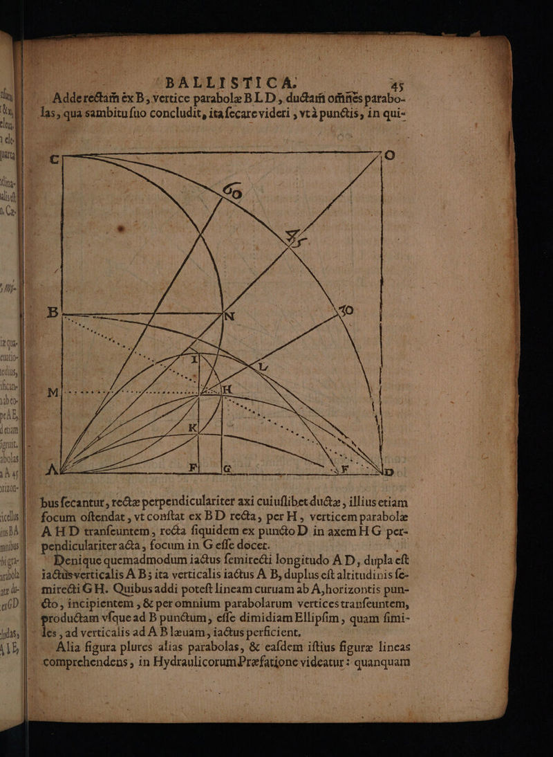 atæ Ur a6D | {dass | | æ L 1 Î l'y { Ê 7 APALÉISTICN 2 à … AddereétaimexB, vertice parabolæ B LD, duétari ones parabo. * + . . 7 ” P] * ‘ DLL IS : , ; « ”  + k « x: « » &amp; k LU #1) LI à a 4 È « LA ; \ « $ - QG | 1 «  2 ,« : [3 NE 4 L 22 PROS PORTER, 2 emmené eut er coms focum oftendat , vt conftat ex BD reéta, per H, verticem parabolæ A HD tranfeuntem, recta fiquidem ex punto D in axem HG per- euro atta, focum in G efle docet. : Ro iaGtüsverticalis À B; ita verticalis iactus À B, duplus eft altitudinis fe- mireétiGH. Quibus addi poteft lineam curuam ab A,horizontis pun- to , incipientem , &amp; per omnium parabolarum verticestranfeuntem, produtam vfque ad B pundtum, efle dimidiam Ellipfm, quam fimi- dés, ad verticalis ad À B Iæuam, iaétus perficient, Ru De Alia figura plures alias parabolas, &amp; eafdem iftius figuræ lineas comprehendens, in HydraulicorumPræfatione videatur : quanquam Se dns dec