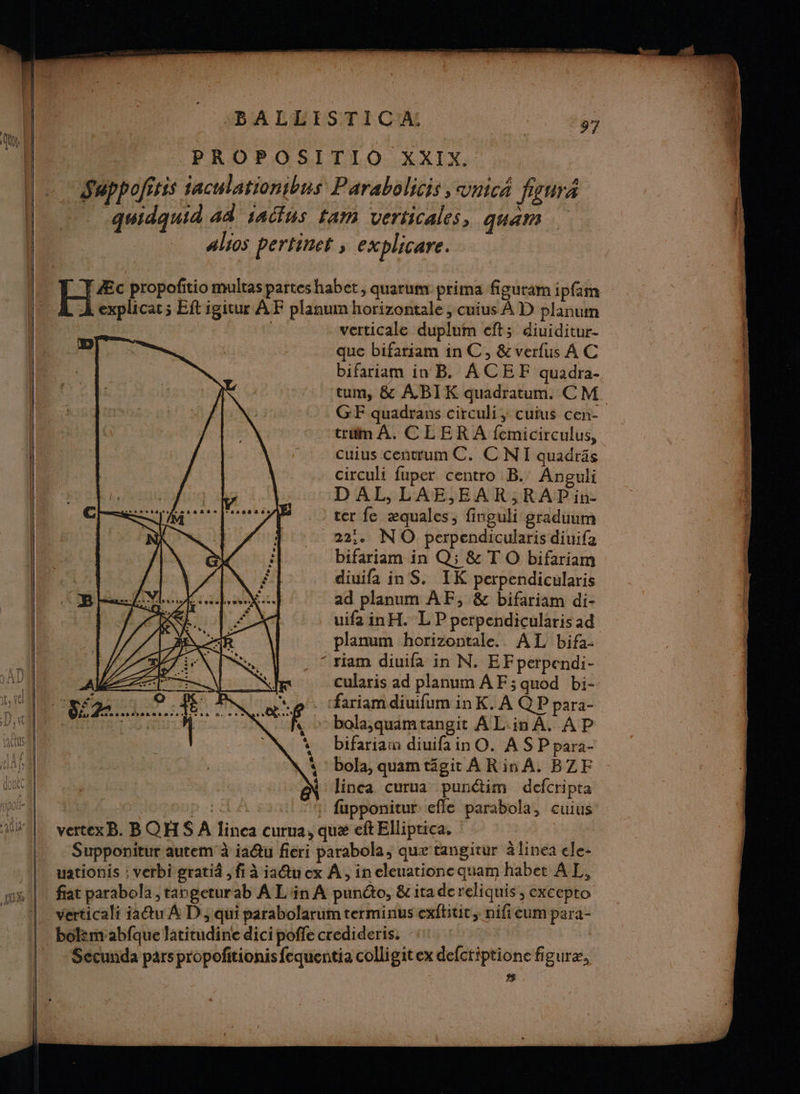 E mes SENEENS me © en ro mm EE ù € x ñ L s LE $ K- » P CSD TEE TS, \ A la LÀ A a » 544 A) DRE se. vr # : # verticale dupluim eft; diuiditur- que bifariam in C, &amp; verfus À C bifariam in B. ACEF quadra- GE quadrans circuli, cuius cen- cuius centrum C. C NT quadräs circuli fuper centro B. Anguli DAL,LAE;EAR,RAPin- bifariam in Q; &amp; T O bifariam diuifa inS. IK perpendicularis ad planum A F, &amp; bifariam di- planum horizontale. AL bifa. riam diuifa in N. EFperpendi- cularis ad planum AF; quod bi- bifariauw diuifa in O. AS P para- bola, quam tägit ARin A. BZF linca curua punétim defcripta 8