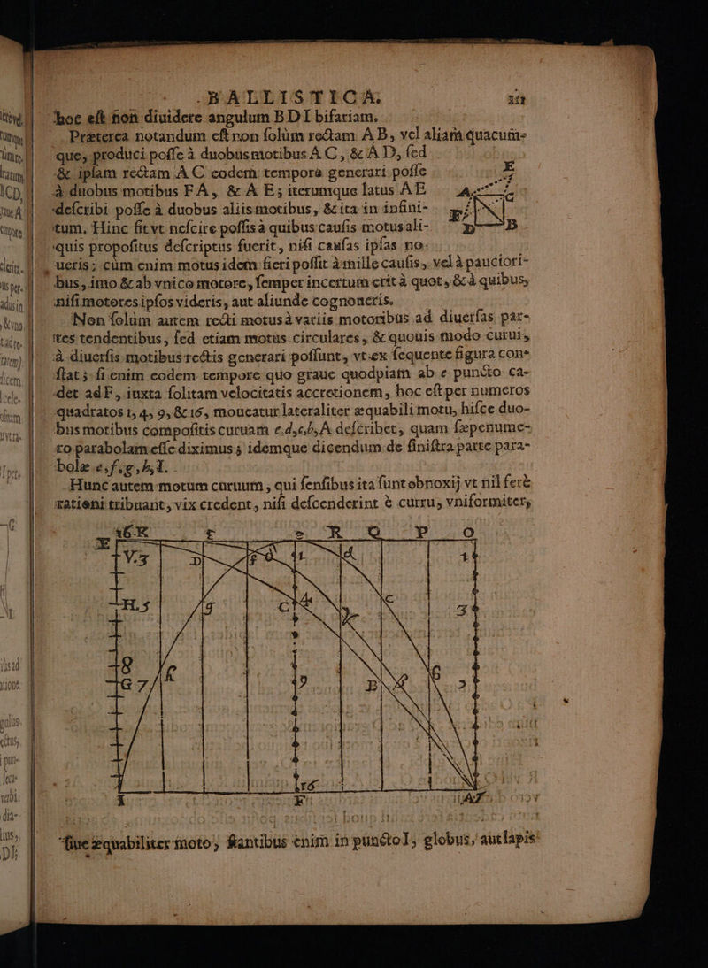 Nat jusaû { Pi La t \ 62) Mad Le) Dre re 4 — D: + AMIS MEOR à Le 7 que, produci poife à duobusmotibus AC, &amp; A D, fed 8 iplam rectim À C coder tempore generari poiie ‘defcribi pofle à duobus aliismotibus, &amp;cita in infni- FIN quis propofitus defcriptus fucrit, nifi caufas ipfas no: val ueris: cûm enim motus idem fieri pofit àsnille caufis.. vel à pauctori- Non folüm aurem rei motusà variis motoribus ad diuérfas par- ftat 5: fienim codem tempore quo graue quodpiatn ab « puntto ça- det adF,.iuxta folitam velocitatis accretionem, hoc eftper numeros Hunc autem motum curuum , qui fenfibus ita funt ebnoxij vt nil ferë xatienitribuant, vix credent, nifi defcenderint à curru, vniformiter, LES Rs MAtas TÉL \ ù. c | À ni: À : “0. 1 j ? Lu de ÿ FEI ESS FA 6. j + À à 1. w N Pu j Ÿ ï