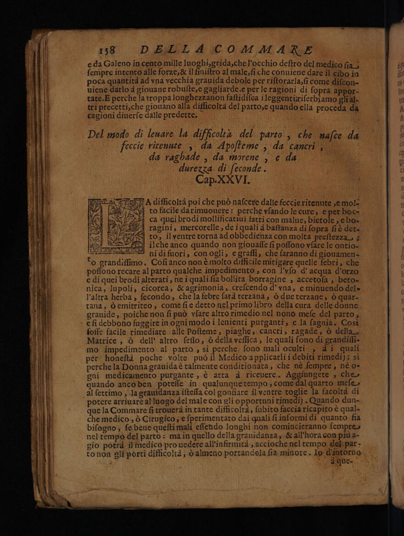 a per, Tr Cà o ai 158 DELLA COMMARE e.da Galeno in cento mille luoghi,grida,chel’occhio deftro del medico fia; fempre intento alle forze,& il finiftro almale,fiche conuiene dare il cibo in poca quantità ad vna vecchia srauida debole per riftorarla,fi come difcon- uiene darlo à giouane robufte,e gagliarde,e perle ragioni di fopra appor- SSA difficoltà poi che può nafcere dalle feccie ritenute se mol- RU to facile darimuouere: perche vfando.le cure, e per boc- ca quei brodi mollificatiui fatri con malue; bietole , ebo- ragini, mercorelle, de iquali à baftanza di fopra fiè det. to, ilventre torna adobbedienza con molta preftezza, ; ilche anco quando non giouaffe fi poffono vfare le ontio- nidifuori, conogli, e graffi, che faranno di giouamen- o grandiflimo. Cofianco non è molto difficile mitigare quelle febri, che poflono recare al parto qualche impedimento.» con l’vfo d' acqua d’orzo e di quei brodi alterati, ne iquali.fia bollita borragine , accetofa , beto- nica, lupoli, cicorea, &agrimonia, crefcendo d’ vna, e minuendo del» l’altra herba , fecondo, chelafebre farà terzana, ò dueterzane, ò quar- tana, Òemitriteo, comefie detto nelprimolibro della cura delle donne grauide, poichenon fi può vfare altro rimedio nel nono mefe del parto, e fi debbono fusgire inognimodo i lenienti purganti, e la fagnia. Così foffe facile: rimediare alle Pofteme, piaghe, cancri, ragade, ò della, Matrice , ò dell’ altro feflo, ò della veffica, le quali fono di grandifii- mo impedimento. al parto , sì perche, fono mali oculti. , & i quali per. honeftà poche volte può il Medico applicarli i debiti rimedi); sì perche la Donna grauida è talmente conditionata, che né fempre, nè o- gni medicamento purgante , è atta à riceuere. Aggiungete ; che» quando anco ben potelfe in: qualunquetempo ; come dal quarto mele» al fettimo , la grauidanza iftelfa col gonfiare il ventre toglie la facoltà di potere arrivare alluogo delmale con gli opportuni rimedi; - Quando dun- quela Commare fi trouerà in tante difficoltà; fubito faccia ricapito è qual che medico, è Citugico ; e fperimentato dai quali fi informi di quanto fia bifogno, febene quelti mali effendo longhi non comincieranno fempre» nel tempo del parto : main quello della grauidanza; &all'hora con più 2- gio potrà il medico pro uedere all’infirmità ; accioche nel tempo delipar - tonon gli porti difficoltà, d almeno portandola fia minore . lo dintorno a que-