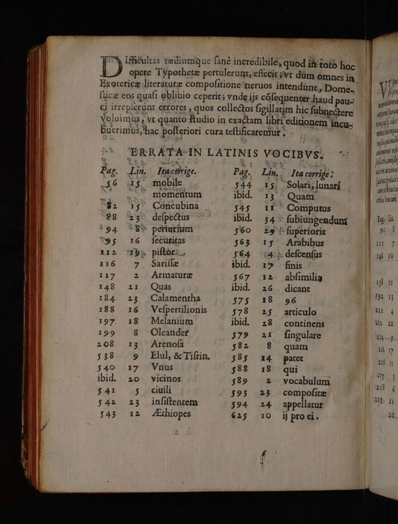 OE ETAPA m —— —(— —— ——— eet 3 OU TES INE CRI Xl ELE Pay. $6 $2 :98 94 x95 iIl2 116 117 146 184 188 197. 199 208 538 j49 ibid. $41 $4 $43 I6 Z. 2 Ita;córrige. mobile niomeritum Concubina . dcípectus periurium fecütitas: piftór: SariíTze Armatiure Quas Calamentha Vefpertilionis Melanium Oleander Arenofa Elul, & Tiftin. Vnus vicinos ciuili infiftentem /Ethiopes 544 ibid. 345 ibid. 560 $64 ibid. ibid. 575 578 ibid. 79 $92 $98 $89 $93; $94 625 15. Solari; lunari 13 - Quam. It Computus 34 ^ fubiungenduni 2.9 |: fuperioris 1$ Arabibus ^4: ». defcenfüs 17 finis I2 abfimili3 26 dicant 18 96 2$ articulo 28 continens 2t fingulare 8. quam 14 patet 18 qui 2 vocabulum 23 compofite 24. appellatur 10 ji) proci. ————————————MÉRBRBRRÉRÁRBRMBBRBRÁBRÉÓ— mae n, -——— ix-— yin gno ipi ut su n hn ! yip inna! à ilum aiat di Tuin grita Atia want 4