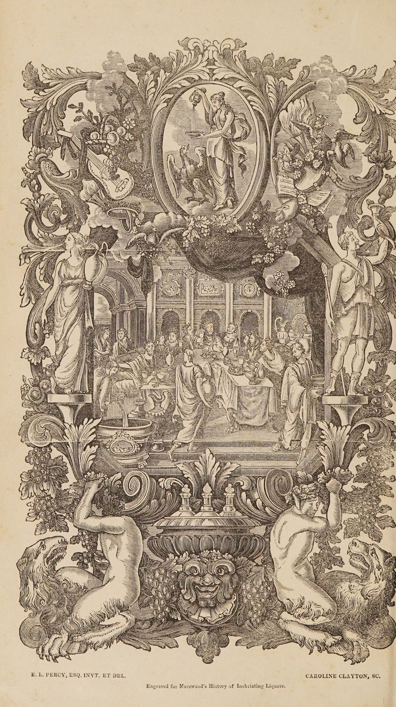 UMS NY Ze = N\\ y os = #4 if Lf): se |e i \ og Ai) | ane eer \\ Sy ier >; Z DT YY Ail Ly E, L, PERCY, ESQ, INVT, ET DEL. CAROLINE CLAYTON, SC, Engraved for Morewood’s History of Inebriating Liquors.