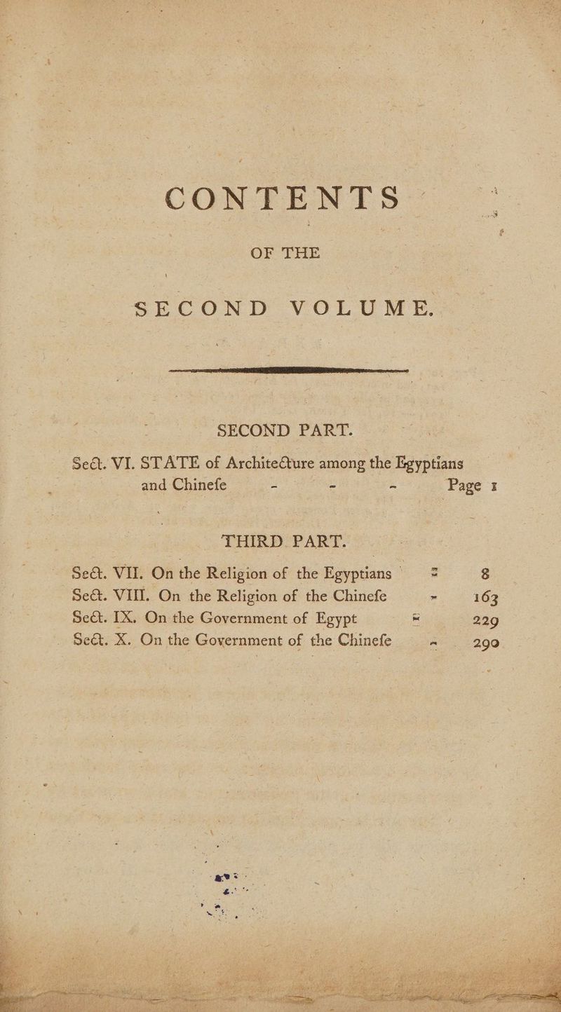 Rues de + CONTENTSS: ot ak ga SECOND VOLUME, | Pi ne à | SECOND PART. RES Set. VI. STATE of Architecture among the Eu Pere and use, To = - Page I Bien _ THIRD. PART. | a2 Seat. VIE On the Religion of the Fseotians | __ Se&amp;. VII. On the Religion of the Chinefe m 163 sect. IX. On the Government of Egypt Set. X. On the Government of the Chinefe ~ 290 ta © im bs ND Le LA ™ # x { A \ v 7 ‘ iy é ae 6 nl 7 mes 9 A ; sa EN <. 1 , aaa webs
