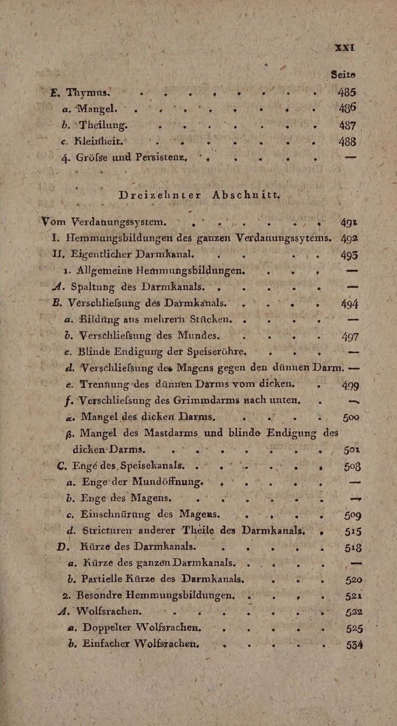 E, Thymus!) ° . N I ES h 485 a, ‘Mangel. Plot A 3 ae . D) EU . 496 b. ‘Theilung. Ka > Ba . . 487 e. Pletıtheier Sr DEN we A. 488 4. Gröfse und Persistenz, '. . 3). RR “ - = Dreizehn ter Abschnitt, - Vom Verdabninytiemn 3 0 LE RO 1. Hemmungsbildungen des ganzen Verdauungssytems. 492 II, Eigentlicher Darmkanal. ey nr f 495 ı. Allgemeine Hemmungsbildungen. ey ad IR: Spaltung des Darmkanals. , . ... . —_ DB. Verschliefsung des Darmkanals. „ .'. . 494 a. Bildüng atıs mehrern Sticken. + : F 0 — b. Verschliefsung des Mundes. . Sic le 497 e. Blinde Endigung der Speiseröhre, a DEREN A d. Verschließsung des Magens gegen den dünnen Darm. ie e. Trenäung‘ des dünnen Darms vom dicken. r 499 T ‘Verschliefsung des Grimmdarms nach unten, . _ & Mangel. des dicken Darms, a - 500 ß. Mangel des Mastdarms und blinde Enden des dichen-Darms. re sn 2 M . 27508 C. Enge des Speisckanals. a N z 508 a. Enge’der Mundöffnung. ,' . e S R eh b. Enge des Magens. EN DE a . u ce, Einschnürung des Magens. .. MA . . 509 d. Strieturen anderer Theile des Darmkanals, e 515 D. Kürze des Darmkanals. DE FRIST CN ig © a. Kürze des ganzen Darmkanals. an eg Se - b. Partielle Kürze des Darmkanals, h a 520: 2. Besondre Hemmungsbildungen. = ne OL A. Wolfsrachen. ni a : , RR % 532 a. Doppelter Wolfsrachen, . s $ ’ i x 525 b. Einfacher Wolfsrachen. . ..
