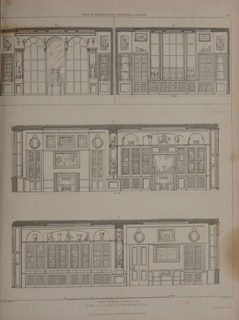 MGG ————— i — Ee T NT i] ate . Ii alse i i . ie i Hi HE H Ai He ae A su | — 7 p Section of Library &amp; Dining Reom. . USE OF J. SOANE, ESQ® LINCOINS INN FIELDS.