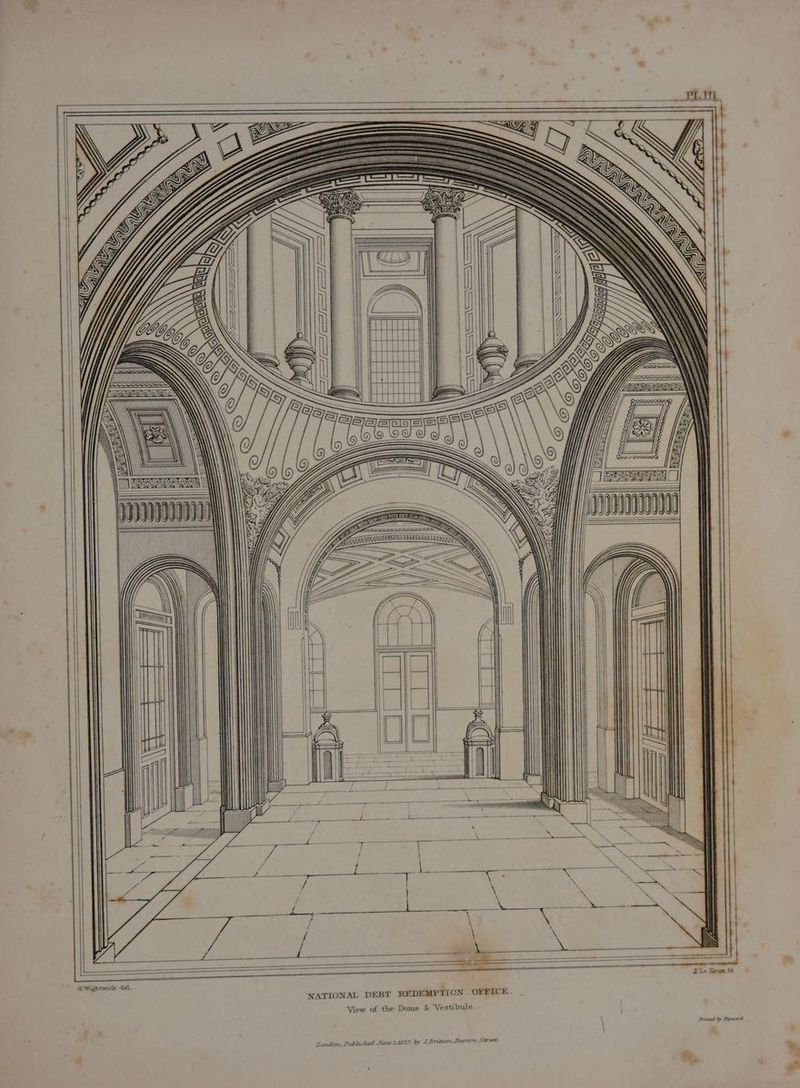 G.Wightwidk de. NATIONAL DEBT REDEMPTION OFFICE. Dome & Vestibule. View of the Printad. by Hayward Street tore, Burton London, Published June L127, by IBré