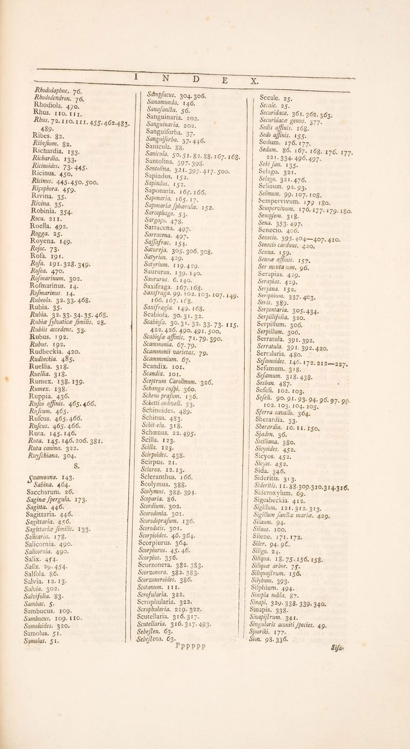 ARbododendron. 76. Rhodiola. 470. Rhus. rro. t 1j. Rbus. 79. 310. 1 11. 455.462.485. .489. Ribes. 82. Ribefium. 89. Rüchardia. 135. Richardia. 13 3. Ricinoides. 73. 445. Ricinus. 450. Ricinus. 445.450. $00. Kigophora. 4$9. Ruüvina. 35. Rivina. 25. Robinia. 354. Rocu. 21r. Roella. 492. Rogga. 25. Royena. 149. Rojoc. 73. Rofa. rot. Rofa. 191.328. 349. Rofea. 470. Rofmarinum. 902. Rofmarinus. 14. Rofmarinus,. 14. Rubeola. 32.33. 468. Rubia. 35. Rubid. 89.93. 94-95. 468. Rubie [yloatice fimilis. 98. . Rubis accedens. 33. Rubus. 1:92. Rubus. 192. Rudbeckia. 420. Rudbeckia. 485. . Ruellia. 318. Ruellia. 318. Rumex. 138. 139. Rumex. 138. Ruppia. 436. Rujco affinis. 465. 466. Rujcum. 465. Rufcus. 465.466. Rufcus. 465. 466. Rutd. 145. 1400. Rura. 145. 14.6. 206. 381. Ruta canina. 322. Ruyf[chiana. 304. | S. Saameuna. I43. Sabina. 464. Saccharum. 26. Sagine /pergula. 173. Sagitia. 446. Sagittaria. 446. Sagittaria. 456. Sagittarie fimilis. 33. Salicaria. 178. Salicornia. 490. Salicornia. 490. Salix. 4f4. Salix. 260.454. Salfola. 86. Salvia. 12. 13. Salvia. 302. Salvifolia. 83. Sambac. S. Sambucus. 109. Sambucus. 109. IIO. Samoloides. $20. Samolus. 51. Samolus. 51. óanamunda, 146. Sanafan&a, s. Sanguinaria. 202. óanpguinariq. 909. oanguiforba, 47. oanguiforba. 97. 446. Sanicula. 8g. »antolina, 597. 398. Santolina, 32r. 397- 417. 500. Sapindus. r52. Oapindus. 152. Saponaria. r6;. 166, Saponaria. 165. P. Saponarie foberula. 132; Sarcopbago. s3. Oargapo. 47g. Sarracena. 497. Darraceng. 497. oalJafras. 154. Salurejd. 905. 306. 3C8.. Sabyrion. 420. Satyrium. 119. 4.29. SaUrürus. I39. I40. Saururus. 6.140. Saxifraga. 167. 169. T0067. 1C9. Saxifragia. 149. 16g. 9cabiofa. 30. 91. 39, 422. 4.26. 490. 491. 500. Scabiofe affinis. 71.79. 390. Scammonia. 67. 79. Scammonii varietas, 79. ócammonium. 67. Scandix. ror. Scandix. 1or. éceptrum Carolinum. 526. Schanga-cufbi. 360. ócbeno prafum. 126. Ochetti-codioeli. 53. Schinoldes. 489. Schinus. 483. Schit-elu. 318. Schoenus, 22.495. Scilla. 123. Scilla. 123. Gcirpoides. 498. Ocirpus. 9r. Srlarea.. 12. 13. ecleranthus. 166. Scolymus. 388. Scolymus. 383. 394. écoparia. 8. écordium. 302. Scorodonia. 301. Scorodoprafum. 136. ócorodotis. 3o1. ecorpioides. 46. 364. 9corpiurus. 364. Gcorpiurus. 45. 4.6. écorpius. 356. Scorzonera.. 382. 383. écorzonera. 382. 383. écorzoneroides. 386. Scotanum. Yir. Scrofularia. 322. Scrophularia. 322. Scropbularia. 929. 929. Scutellaria. 316. 317. Gcutellaria. 316.317.493. Sebeflen. 63. Sebe[lena. 63. PpPPPPP a P e ar gr t E t a — T p i n T e n i s a e Pe t i. —————— Secale. 25, Secale. 95. Securidaca. 361. 369. 363. OtCuridate genus. s jos Sedis affinis. 16g. Sedo affinis. 155. Sedum. r76. bz Sedum. 86. 167. 168. 176: 177. DoY. «490; 497. Ud uns eei Selago. 321. Oelago. 321.476. Selinum. 92. 93. Selinum. 99. IO7. IOS. Sempervivum. i?9 rgo. Sempervivum. 176.177. 1 79. 180. Sempfem. 31g. Dehd. 353. 497. Senecio. 406. Senecio. 395. 404—407. 410. Senecio carduus.. 4.20, ócnna. 159. Senne affinis. 157. Ser inunta utn. 96. Seraplas. 429. Gerapias. 429. Serjana. 1532. Seripbium. 337. 403. Seis. 389. Serpentaria. 905.494. Serpillifolia. 320. ke Serpillum. $06. Serpillum. 306. Serratula. 39r. 399. Serratula. 99r. 392. 4.20. Sertularia. 480. ^ Sefamoides, 146. 179; 212—227. Sefamum. 319. ge Sefamum. 318.438. Sesban. 487. Sefeli. 102. 109... Sefeli. 90. 91. 93. 94. 96. 97. 90. 102. 103. 104. 105, Sferra cavallo. 364. Sherardia. 93. Sberardia. 10. Vr. 150. Sjaden. 36. Siciliana. 980. óicyoides. 452. SICyOS. 452. Sicyos. 452. Sida. 346. Sideritis. 313. Sideritis. 11. 88-309.310.314.516. Sideroxylum. 69. Sigesbeckia. 412. Sigillum. 121.912. 313. oigillum [an&a marie. 429. oilaum. 94. Silaus. 100. | Silene, 174. 175; óiler. 94. 9€. Siligo. 21. Aliqua. 18. 75.156. 158. oilique arbor. 7. Siliquaf!l rum. 156. óilybum. 393. eilphium. 494. éunpla nobla. 87. | Sinapi. 329. 338. 339. 340. Sinapis. 398. éinapiflrum. 94r. Singularis accniti fpecies, 49. &jooriki. 177. Sion. 98. 336. | Sifa