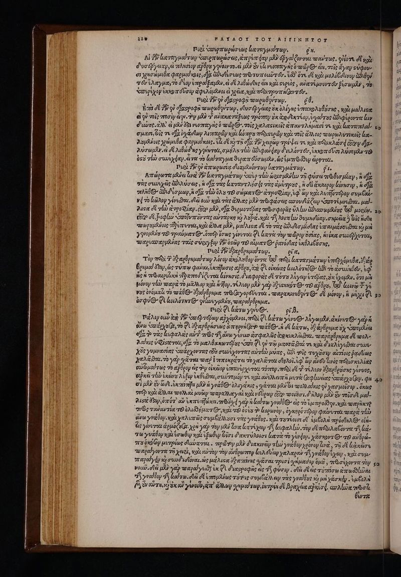 περὶ cep zr opua «too ζωταγμωίτων. eu. | Αἱ SW ἀαταγμαίτων Saez pares orperr de uU? δῥγαϊζον τοι τοαύτως, QUI σὲ sal δυσόβῤγειαν,εἰ πλησίον aptos γύνοιντο εἰ υϑδὺ Sv τὰ Veü7TÓCy Hs 0 op eiu, τοῖς ἄγαψ sUQoU- σι χρησώμεθα Φαρμο (916,d]o GA d le eto σρῶτυποαῦτου.. τῶν ὅγε d κρὰ μολίβσίινου ἀδιβον τόν ἐλαγμαγτο d'soy ἐπραίξαμβν, εἰ δὲ λιθώσϊας eim o Ξερεὺς, αὐχτέμνονπόυ’ ξισωμᾶν, το; ὑπερέχον ἐκκοπαῦσιν ἀφελόμϑυοι εἰ γρξία, ol πόδιπουπή(αντοιν, , Περὶ δὴν qv d]aspoQ&amp; τοωρωθοντωμ, et, Eit JUI qi σϊχοροφᾷ wwowÜsvrap, σϊυσδῥγέιας ὁκ ὀλίγας ezrato Asso ne , κοὰ uod Auot &amp; q/ τοῖς στοσὶν eiu. Py uA “ἢ αὐακατάξεως τρόπου ἐκ ἀγοσεκτίου, torus ἀφιφέροντα lay cuo Ois τε ea io itd lop λισταρῶν κοὰ όπου πόδιςερὼν κοὰ τοῖς ἄλλοις ττωρωλυτικοῖς lone λυμϑύοις χρώμεθα Qoid nois. τὰ δὲ νὴ τῇ oc δ᾽ χειρῶν προίψει τε κοὰ πϑδικλάσ er d]z^ λύσωμδν, εἰ σὲ Mad ue yyinrolt, cuj An UD ἀδιφαύφαν d'isAóvadir ἐκκοπαῦσι λύσομϑν “τὸν 053 τίὼ συωεχήαν. ἄτα 7o ἀαϊταγμα ϑιραπόύσωμν, ὡς sem od eet ott. . Περὶ δὴν qv ἀγτωρωσίᾳ σ᾽ ιαμλνόντων ἰαταγμάτον. [22 Απώρωτα ufua le TW καταγμάτωμ asso τἰὼ ὡρισμλνίω σχῇ φύσει σοθεσμίαν, ἢ ea “ἂς σιυκχές ἀδιλύσεις, ἢ o] τὰς lero Mode τὰς ἀμίτοσφ, ἢ eli ἄκαερου lavnay ἢ ean “τλῆ ἀδιδέσμων,ὶ ea: τίὼ ὅλα 6 rd eet apo Quay, eq ὧν tox λεη]στόρδου συμξαϊ» yd τὸ κῶλον γίνεδηακ, dei ou κοὰ τὰς ἄλλας uA προφάσεις ασουσϊζξειυ Nz39 T6 urea, uad- Pusat dt elo crgo Qty. cao uU, οἵᾳ ϑερμοτόβας aree qopite ὕλίω üvartepSuse Gd μορίῳ. Ct σὲ βυφίω καυοϊυπτὸντας αὐτάρκη v) Asa xot d λοιπίω ϑυμησίαψισαμέα 5 ois iau πσωρσμΆχοις TIS e7reeTOU OX ἄλλα pU, tod Auset σὲ vo org ἀδισεσμίσϊας Car uos t ὁ μὴ γγνομλύσ τὸ ραύματ Θ᾽ ὅστόρ ἔσως yiverot QV cri oy τοῶρου ὁσίας, ἡνίκα συμυόβχετοιι, πυαριασαρμῆνας ταῖς σύριγξιν TW osap τό αἵματί» ῥανίσίας ἐκθλιξόσπο, περὶ δὲν Jzwolenuod zov. οἵα, τὸν πόδι Ὁ ὁδ αρθρεμαίτων λόγομ ἀκόλσθου ὄντα G9 σόδὶ ξα ταγμάτων ἐσόρχόμεθα, eo ouod Y, ὡς τύπῳ φαύαε, ἐκσῆωσις eos, ies φὶ οἰκέιας ἀοιλότηΘ- QBi vo dewunldt,, tQ ἧς ἡ πεθαερεζωσὶ vis red (Cerott ἐίνασις, διαφορὰς δὲ τότο λίγειν ἑτόμας, ἐκ χομαν, ὅπε μὴ; μόνον τί τοαρὰ πὸ μᾶλλον κοὰ ilo Ap uA yetp σξεθηκοτ Ὁ Τό αΡθρυ, Gd Gave T y Vac ὑγόμαζι τὸ a UO ὕξαίρθρημα gré (yopá ero . πσαρακινηθον G^ δὲ μόνου, ἢ T2 or QVO Φὶ ἀοιλότατίθ' ογίωεγμθύο, τσαραίρθραμα. | Περὶ QA aro yv. gi B. | πάλιν ouo ex PW σαδῥ τόβωρ αῤχόμϑινοι, πόδὶ φὶ gero γίνυθ: λέγωμῆν, ἀκίνα τ Θ᾽» yap f ἄνω Az gy ey QA Zr αρθρήσεως rgovt Geb ao O^ σὲ Lora, δ ἄρθραμα ἐχποόμῆνει €]; Ὁ τὰς ζεφαλὰς αὐτὸ arbe d S ἄνω γίνωο ἀσφαλῶς tege A Goa πσαράρθρημα δὲ τσολ΄ λαΐκις visto, oos τὸ μαλβακωτόμος σοὺ QA qu τῷ μαοσ ro τε κοὰ διχλίγεϑο cute X8 γυμνασίας Nase yov eee ὧν στωΐέχοντας αὐτί μύας, ὡδὶ “οἷς τυχᾶσιψ αἰτίοις Palio Xe. τὸ γαῖ yero τοαῤ ἵπποκρώτει τοχαλᾷσποι σἸυλοῖ, ἐφ᾽ ὧν ἀνδὺ los πόδισκελίας pU Ou rec 7o etplooy eie Ὃν oixeiop earaveoxtero πόστον, πόδὶ σὲ “ἢ τέλεον dzuollosa uc γένυος, αὐκῷ τίὼ vxeivs λέξιν exero σιυΐπομόν τε κρὰ αὐελλειπῆ μετὰ (ῳφίωέας vasetoys Gov. qu vi μὰν ὃν adt Excmi uU ἡ yva0- 9uyaxue 5 qyterot iJ o1 ago ed iae ov χασμοῖσιμ. ὅκως “τόρ xot. ἄλλαε τσολλαὶ μυῶν ποαραλλαγαὶ κοὰ νδύρωμ igo oisi. d AA μὰν ὃν τοῖσσξ μα!- λισι Áo, πότ᾽ αὖ ἐκπενῆώκο, ario] yop ἡ odore yvod UG eic 70 (A79 00) qu κοὰ apap “τὸς τα ανατα τοὶ OA cr Got σόϊ Os ca p ἀορωνὸμ, ὀγκυρότόδομ φαίνετο «παρὰ Tp ἄνω γνάθον. xo χαλεπῶς συμξάλλυσι τὰς γνάθος, κοὰ τοτίοισι σῇ ἐμξ)λὴ vreod hA G- οἷπ- Gc yiverott ἁρμόζα(ᾳ xon ye σὸν tu roc ἀχτίχειν fS espe lun Top δὲ πδδιλαξόντα Tila Τῷ γνάθου κοὰ caus κοὶς ἔξωθεν Οῖσι διαστύλοισι leote o γένφου, χάσκοντί- σόϊ αὐθρώ- “τα 0«5 y μεηρίως dlabarot, . sredey ud? διακινῶν πίω γνάθου χρόνου &amp;và , 75 dt xia ay tee yov rtt τῇ χειρὶ, κοὰ cay zoy roy ewÜowzrop le Ad'vei χαλαραὺ δ γνάθον ἔχειν. κοὰ συμ’ 'παραύγαν τὸ συωδιισϊόναι. ὡς μέλιςᾳ δ απίνης χᾶσαι ποισὶ οιἠμαόιν 0142 y Tro xov at του νοιεῦ, dla QJ γαῖ τοαραγεοῶν ἐκ QV διαςροφῆς εἰς “ἢ φύσιν. σϊὰ dt ἐς τὸπίσω ἀπωϑίῶαε Y yveddoy “Ἢ hod zo. olà σὲ ere uUa τόῬις συμξάλλειμ τὰς yveltse ὦ μη χάσκάγ. ἐμξολὴ δλ ὃν ru νὰ dk αὖ γενοίο, ἀπ᾿ ἄλλων qtd ap irpin δὲ βραχόα ecco d, ασλίωῶα P &amp;v zd 320 sa