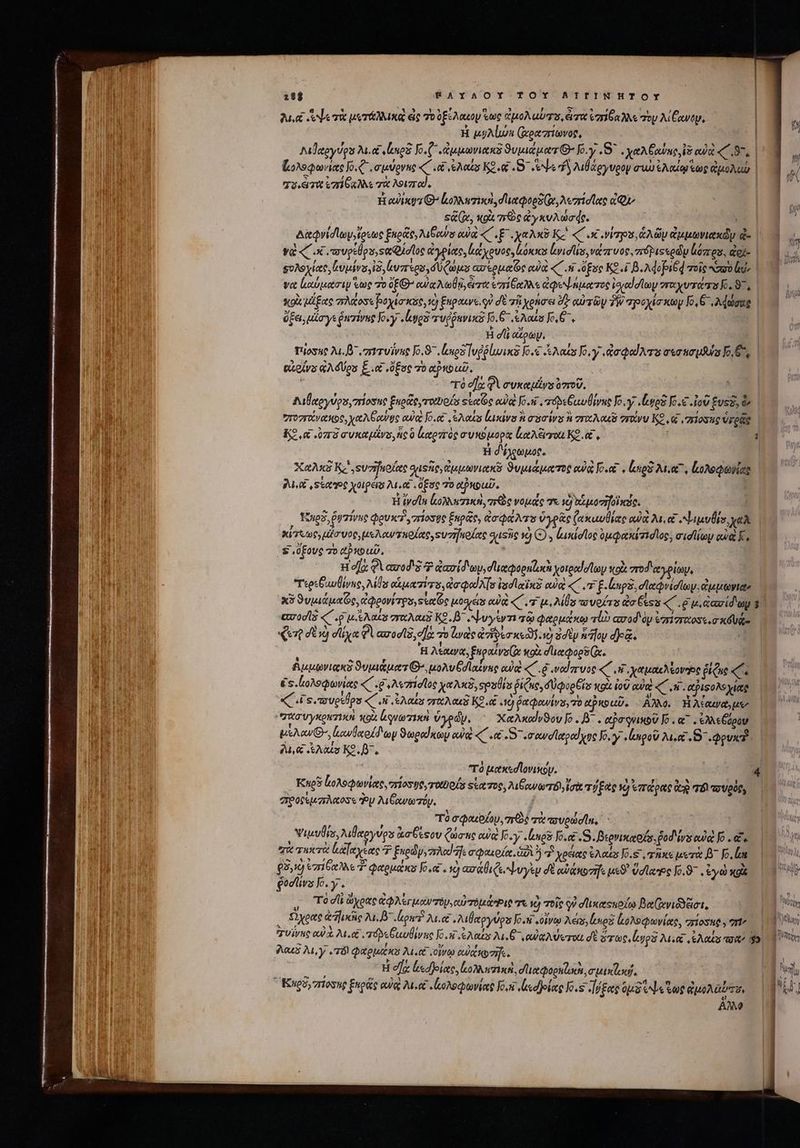 498} ΠΑΥΛΟΥ TOY BAITINHTOY 2u.&amp; erit μετάλλικα εἰς 70 ὀξίλακομ τως ἐμολαύτο, ἄτα ἐπίβαλλε Toy M. Cowty, | ἢ μυλίωώκ (ᾳφραπίωνος, Λιαργύρα M. euo Jo. eetovieics ϑυμιάματ Θ΄ fo. y S . χαλξαύας, ἰδ αὐκ «C 97, | TU TU ὑπίδαλλε χὰ λοιπαὶ, ἡ owisayr 82 ζολλητικὴ, δ αφορδίᾳ, λυπίσῖϊας ἀφ» s&amp;Ge, κοὰ τρῶς ἀγκνλώσᾳςο. [Lj δυλοχίας͵ rupvas I8 ezrepo dU Qus ασερμαΐς eua «C .κ ὅξας Koi B. Adofor6d τοῖς xao ld [i ὕξει, uia ye ῥητίνες Joy «gos τυῤῥανικῶ Jo. 6 eAoza fo, E^. H cli αἴρων. υὐοίνο aA dps ξ.οἱ ὄξος τὸ αῤκοαῦ, τὸ οχ δὶ συκαμένα ὑντοῦ. Λιθαργύρα, πίοσαο EuoZeyrotoís «ἑαζς odia Jo.s , aie Gum rut Jo. y «ἔφοδ Jo. ἰοῦ ξυςξ, ἂν H δέχρωμος. Χαλκὲ Κ΄ ,»ευσηποίας quise, ἀμμωνιχκῦ ϑυμιάματος ewa Io. lios Ma ολοφωγίας Pu. skate χοιρείς Asoc. ὄξος Τὸ ακραῦ, ' Ἡ ἐνσῖν loi, πρὸς νομάς τε v) binario de. Eng, ῥυτίνας φρυκτὶ, σπίοσος ξηρᾶς, ἀσφάλτο ὑγρᾶς (ακαυθίας αὐᾷ 2a οἱ Μιμυθίο, χαλ κίσεως,μάσυος, μελαντηρίας, sz] Oeo gussic γῦὺὸ C) y ἀικίσιος ὑμφακίπισῖος; midi awe Κ΄. S ὕξους τὸ αῤκοιῦ, H df φὶ αὐοδ'δ ἀασίδωυ, σιαφορηζυκὰ χοιραίσίων κοὰ 7702 αγρίωμ, ασοσῖδ «C «ὁ ue Aaa σπταλαιξ K2.B Μυχγῖντι τῷ φαρμάκῳ Tl» aad 0p varieretosc.o «6d e σὲ νὴ σϊίχα PV ασοσῖξ, σὰ τὸ lae qoe kon zdty n joy dea. ' 'H λέαινα, ξηραίνσίῷ κοὰ d'uatpops (x. fuis ϑυμιάματθ», μολυξσιαΐνας αὐὰ «΄. διναίπυος 4 Ui χαμαελίονηος ῥίζας «΄, «ςυσυρέθρο 4 i Lada σταλαιᾷ KO. οὐ ῥαφανίνο, τὸ tPxouD. ἄλλο, Ἡλίαινα, us “πσυγκρατικὴ wol ρνωτινοὴὶ ὑγρῶν, ^ Χαλκαίνϑου o Β΄. ασφνικοῦ Jo. αὐ. ἐλλεξύρου l Aue Aus ΚΟ, β΄, Knos Κολοφωνίαο, σίοδηο, TOOLS Ste 706; Aui ew arr, trit τήξας 2 ἐπάρας ἀν 76 o V000, προφίμπλαοσς Py λιβανωτόρ. τὸ σφαιδέου, m4 τὰ τουρώσϊα. j Vipsulys, Ale, yves ἀσξεςου ζώσης αὐκὰὶ Κ.γ. ρα [.οΣ...βερνικαοίσ, God ivi οὐκὶ [6. εἴ, τὰ τακτὰ ἰάϊαχεας Ὁ Rudy, ved afe aao Gi) “ἢ χράας GA auos Vo. , rcs μετὰ Β΄ Jo, lo $3.10 ὑπίδαλλε T qetouaias Jo.e s) ασάθιζε, ψυγὲμ σὲ αὐάκοσηι μιϑ' ὕσϊχος Jo.9^ ἐγὼ κοὰ eodliva Jo. y . | . Τὸ σῖ! ὥχρας ἀφλέγμαντὸμ, carta nPit τε v) τοῖς οὐ d'iscesnof βα(ανιδϑεῖσι, χρας ἀἤραϊς λι, δ᾽. ow? λιια ,λιθαργύρο Jo. οἴνῳ λές; Lino ἰιολοφωνίας, “πίοσκῷ» πὶ» Aces AL, y 78 Qaelu ios AL «οἴνῳ tuae zi. H df l«deiacc, LY wrist, d Aaeeepogulaen utro. - ^ ? -“ $1 ^ ms Lj. LEE ^ - Kev, τίοσηρ ξπρὰς eua Mee ζολρφωνίαῃ fo. sdjeiag lo. digas OS ee we QuoA abes, EU AM uL LU Mii wy E'1SIUU T LM ! bur Pi