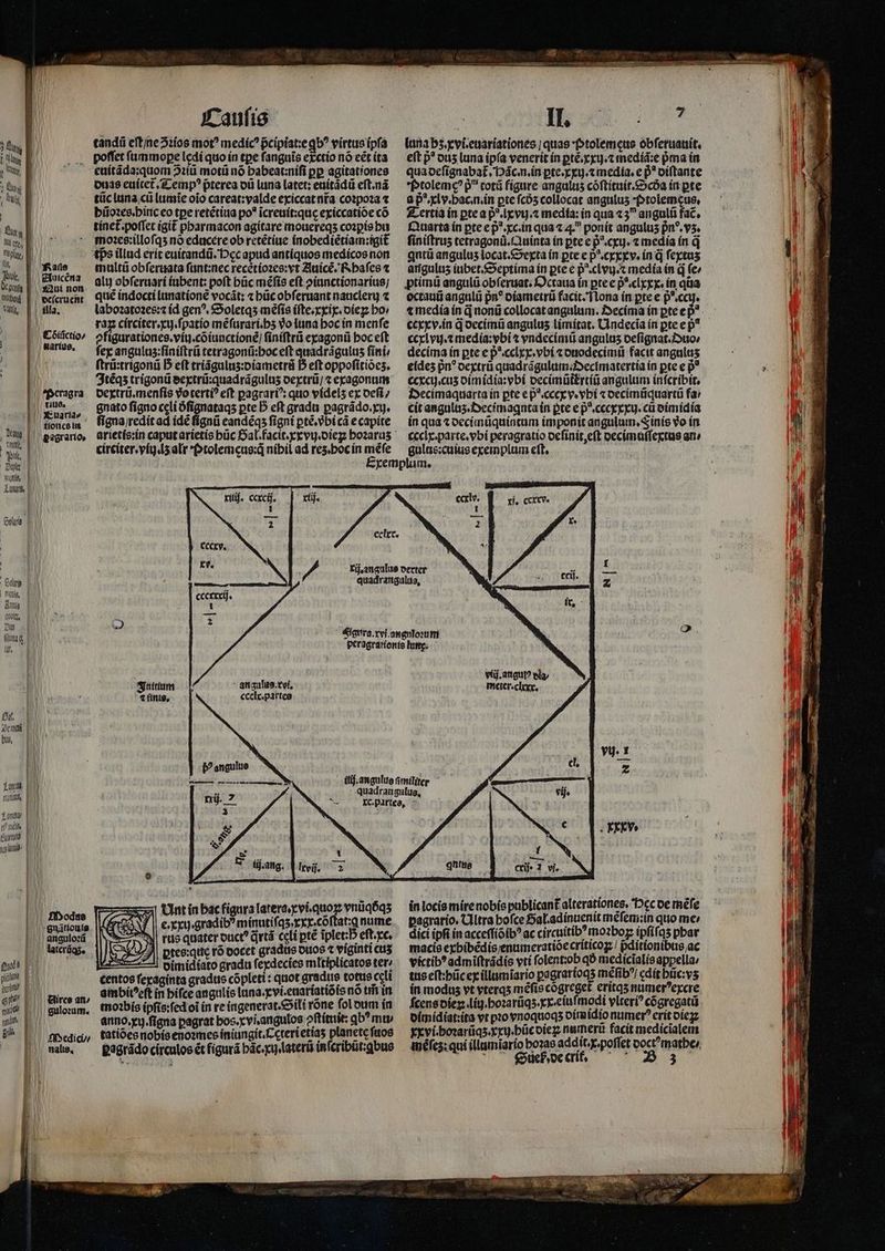 ) m p E : M | ; hij | uy [| UT. iol, Cox V DID Vatig, ! Cola | , 1 : Cori | mos, d PA Qua 18 Wang d £f, actio Qui, Tum nunt | fiir aug litt: MÀ MÀ —À——ÀÁ *2ui non illa. C 6itctio, martue, tionce in gsgrario, TUN lateráqse &amp;irce an; gulo:um. tialie, YCaufie tandi eftine5:10s mot medíc pcipiat:e gb? virtus ípfa poffet (ummope cdi quo ín tpe fanguis exctio nó eét ta cuítáda:quom 2titi motü nó babeat:nifi pp agitationes ouas cuítet emp pterea oii luna latet; euítádü eft.nà tüc ltina,cu lumie oio careat: valde exiccat nita cospoza t bijo:ce.biric eo tpe retétiua po* icreuít:que exiccatióe có tínet.poffct (git pbarmacon agítare mouereqs coipie bu mo:cs:illofq5 nó edücéreob retétiue inobediétíam:igit multü obferuata fant:nec recétíozes:yt 2laicé. f bafee x ali) obferuarí tubent: poft büc méfis eft oiunctionarius; qué indocti lanatíone vocát: « bücobferuant nauclerg z labo2ato2es:2 íd gen^. &amp;Soletqs méfís ifte. xrik. oie bo: raz circiter.xcg.fpatío méfürari.bs Vo luta boc ín menfe 2figurationes.vítj.coíunctioné) finiftrii epagonii boc eft fex angulus:finíftrii tetragonü:boceft quadrágulus fini ftrü:trigonti D eft tríágulus:Diametrü D eft oppofitíóes. 3téqs trígonü eextrü:quadrágulus oextrü; « eragonum oextrü.menfis voterti? eft pagrari?: quo vídels ex oefí gnato figno ccli ófignataqs pte D eft gradu pagrádo.xy. figna;redit ad idé fígnü eandéqs figni pte. vbi cá ecapíte circiter. víg.l5 al *fotolemcus:d nibil ad res.bocin méfe $ 5 luna bs.kvi-euariationes | quas *»tolemeue obferuatiit, eít p? ous luna ipía venerit ín pté.x xu. medíd:e pma ín quaocfígnabat Dáca.ín pte. xxu. cimedia, e p^ oiftante *Ptoleme? 9 cotü fígure angulus cóftítuit.e»cóa ín pte 8 D^. xlv bacniín pte fcós collocat angulus -tolemue, Cuarta ín pte c $*.xc.in qua 4 4. ponít angulus pn^. v5. finiftru5 tetragonü.tiuinta in pte e p^.cxy. 7 medía ín d quti angulus locat.&amp;»exta ín pte e p^.cekxv. in d fextus arígulus iubet. Septima in pte e p^.clvy.t medía ín d fe^ ptimü angulü obferuat. ÉJctaua ín pte e D*.clxxx. in qüa octauii anguli pn? oiametrü facit. Tlona in pte e p*.ccy. ccxcv.in qd occimü angulus lámítat. Candecia ín pte e p* ccrl vu. a medía:vbi a yndecímü angulus oefignat.Zuo» decima ín pte e P*.cclx y. vbi c ouodecimtü facit angulus eides pn^oextrü quadrágulum;dyectmatertia ín pte e p? €cxciJ.cus5 oimidia: vbi vecimüttrtí angultim infcribit, Decimaquarta in pte e p*.ccck v. vbi « oecimüquartü fa: cit angulus. Decimagntaín pte e p^.cccxrxy. cü oimidía ín qua t occinüquincum imponit angulum. Sinís 9o ín ccclx. parte. vbí peragratio ocfinit,eft occimaffetus gn» gulus:culus exemplum eft. me Exemplum. 1 t : — xt [2 cclec. ! Á Fij angulus verter : i Bi quadrargulus, EE LAN boost 77 ít, 3 Q : P. 4ictra.rei.angnlonttri peragrarionio lue. 4 viij. aeui? elg, Siuitium angulao.tvi, meter.clyre. * 4 fititg, cccle.partea ! urs [4 e - TNT 2 Mode militer ; M quadrangulug, j | m. : Xc.partea, - , Fd ^ ; EXXvs wp. f | i n bh ut. À üj.ang. Plxeij, ^2 ! qnte qj 1 vi. - Unt ín bac figura latera evi quoz vnüq5q5 e xxu.gradib? mínutifqs.rxr.coftat:q nume J| rus quater ouct? jrtá celi pte iplet:D eft.xe, ptce:qttc ró pocet gradas ouos t viginti ctis oimidíato gradu feydecies mltiplicatos ter» centos fexaginta gradus cópleti : quot gradue totue ccli ambít^eft ín bifce angulio lana.xvi.edartattots nó tim wn moabís ipfis;fed oi in re ingenerat. Citi róne fol oum ín anno.yy.figna pagrat bos.rvi.angulos oftítuit: qb* mtv tatióes nobis enoz mes iniungít. cterietias planete fttos pagrádo circulos ét fígurá bác. lateri infcribüt:qbus in locíe míre nobís publicant alterationes, Dec oe méfe pagrario. Clltra bofce Dal.adinuenit méfem:in quo me» dici ipfi in acceffíoib? ac circuitib^ mozbog ipfifqs pbar macie exbibédis;entimeratióe criticoz / pditionibue,ac victib? admiftrádís vti folent:ob qÓ medicialis appella; tus eft:bücey illumiario pagraríoqs mefib/ cdit btic:ys ín modus vt vterqs méfis cogreget eritq5 numerexcre fcensotez.liy.boxarüqs.xr-elufmodi vlteri? cógregatü oimídiat:ita vt pro ynoquoqs oímmidio numer? crit oíeg; Ex ví.bozarüqs.kxg.bücoiez nunerii facit medicialem éfes: qui illaimiarío bo2ae addit. x. poffet Soc MarbeA ut Wim d : €Stef. oc crit,