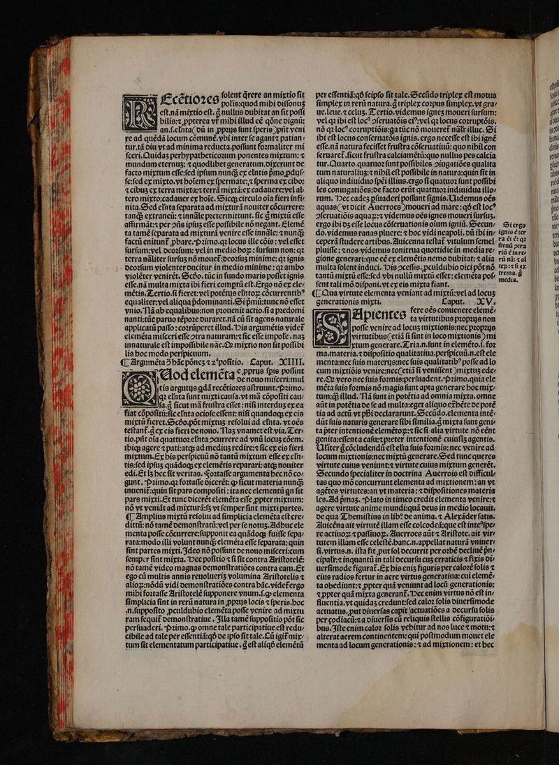 QE JM x Z6 folent qrere an míxtio fit j J£ cétio2ce polís:quod mibí oiffonus eft.ná mixtio eft. G nullus oubitat an fit poffit bilie:« ppterea vr mibi í(llud e&amp; qóne oígnü: Bambi an.f.etnta( ou in ppaue funt fperie )prit veni re ad quedá locum comune. ybi inter fe agant patian/ tur.tà oíu vtad mínima reducta.poffunt fozmmaliter mí fceri.Quuidas perbypatbetico:um ponentes mixtum: c tmundtim eternus: zquodlibet generatum.oixerunt oe facto miytum effe:fed ipfum nunds ex eIntíe pmo,pduf fe:ifed ex mixto.vt boiem ey fpermáte: fperma er cibo: 4 Cibus ex terra mixta:cterrá míiytá:ex cadauere:yelab tero máíyto:cadauer ex boic. &amp;5icas circulo oia fiert infi níta.&amp;»ed elata feparata ad mírturá nottiter cócurrere: tands extraneü: zinnále pzetermittunt. fíc &amp; mixtü effe affirmát:s per oríe ipfus effe poffibile nó negant. £lemé ta tamé feparata ad miyxturá venire effe innále: « nundj factü enitunt pbare.f»1ímo.q? locue ille cóie: vel effet terra nàlíter furfus nó mouct:oco2fus minime: q? ígnis ocozfum violenter oucitur in medio minime : q2 ambo violéter venirét. &amp;5cóo. tüc ín fundo maríe poffet ignis effe.nà multa mixta ibi fíeri comptü eft.£rgo nó ex ele; métío.Z ertio.fi fíerct: vel potétuje eltoz; cócurrentib? equaliter:yel alíqua pdomínanti.&amp;5i pmü:tunc nó effet vnio.fláab equalíbus:non pzotienít actio.fí a predomí nantí:tüc paruo tépoze ouraret.ná cü fítagene naturale applicati paffo : cozrüperet illud. Die argumetís vidct eieméta mifceri effe otra naturam: fic effe impole nas innaturale eft impoffibile nae. miytio non fít poffibí lis boc modo perfpicuum. 2 2e C pprus fpis poffint lod elemeta oe noto míifceri:mul tíe argute qdá recétiozes aftruunt.fo2imo. ln eInta funt mixti caufa.vt mà cópofití catv fa.8 ficut mà fruftra effet: nifi interdus ex ea míytü fieret.ecóo.pót miytus refolui ad eInta. vt oés teftant.&amp; cx eie fíerroenoto. 1a5 vnameteft vía. zer: tio.piit oia quatttto2 e[nta 2currere ad ynü locus cóem. ibiq; agere z patí:atqs ad medius redire: fícex eis fíeri tmixtum. £x bís perfpicuti nó tantüi mixtum effe ex cIn; tíe:fed ipfu5 quádoq; ex elemétís repararí: atqs nouiter edi.£t l5 bec fit veritas. Soata(fe argumenta bec nó co gunt. *2imo.q fosta(fe oicerét: g» fícut materia nunds inuenit:quín fit pars compofíti : itanec elementü qn fit pare mixti. £t tuncoiceret elemeta effe ppter mixtum: nó yt veniátad miyxturá:(5 vt femper fint mirti partes. (Amplius míytü refolurad fímplícía eleméta eft cre: díttiü:nó tame ocmonftratü:vel per fenotus.Zidbuc ele menta poffe cócurrere:füpponit ea quádog fuiffe fepa/ rata:modo ílli volunt nungs elemeta effe feparata: quin fínt partes mixti. deo no poffunt oe nouo mifceri:cum femper fint mixta. Dec pofitío « fi fít contra Zlriftotelé: nótamé vídeo magnas oemonfltratíóes contra eam.£t ego cü multís annis reuolueris volumina Ziriftotelío alíoz:nódü vidi oemonftratioes contra bác.vídetergo mibi foztaffe Zfriftotele fapponere vnum.f.g» elementa fímplicía fint ín rer natura in ;ppays locis (perís.boc m.füppofito pculdubío elemeta poffe venire ad mixta ram fequit oemonftratiue . 3lla tame fuppofítio pot fic perfuaderí. -(»2imo.g» omne tale partícipatiue eft redu: cibile ad tale per effentia:qó oc ipfo fit tale.Cu igit miy tum fit elementatum participatiue. g eft alíqó elemétü per effentíd:q feipfo fit tale.&amp;Sectido triptey eft motus fímpley in rerü natura.g tríplex coapus fímpley.vt gra: ue. leue. celus. Z-ertio. videmus ignes moueri furfürm: velq? ibieft loc? »fertiatóis c: vel q2 locus cozruptóie. nó qz loc? co:ruptióís:ga tüc nó motieret nali illuc. &amp;5i ibi eft locus conferuatóis ignis. ergo neceffe eft ibi íane e(fe.nd natura feciffet fruftra coferuatíui: quo nibil con fernaret.fícut fraftra calciamétü:quo nullus pes calcía tur.Quarto.quarto2 füntpoffibíles oítigatióce qualita tum naturalius:z nibiLeft poffíbile ín natura:quin fit ín aliquo indiuiduo fpei illitis.ergo fi quattio2 funt poffibi lee conitigatióce:oe facto erüt quatttioz índíuidua illo rum. '^eceades pfuaderi poffunt fígnis.CJidemus oes aquae( vtoícit Auerroce )moteri ad mare; qó eft loc? oferuatióis aquaz:: videmus oes ignee moueri farfus. ergo ibi 05 effe locua cóferuationie oiim ignid. &amp;^ecun: do.videmtues rauas plaere: 7 boc vidi neapolí. oü ibi ín; ceperá ftudereartibus.2luícenna teftat vitulum femel: gione generarí:que ce ex elemétis nemo otibitat: t alia multa folent induci. Die oceffis. pculdubio oici pot nó tanti míxtü effe:fed vbi nullü miytü effet: elemeta pof fent talí mó oífponi.vt ex eie míyta fíant. | generationie mixti. mund EÉaput. |. XV. ; ere ots conuenere elemé: Fipientce ta virtutibus propae non AI poffe veniread locus mixtíonte;nec pope B s«tvirtutibue(etíà fi (int in loco miytionis ) mi ncatdi! rtum generare. 2 ría.n.funt ín eleméto.f. foz ma.materia.c oifpofítío qualitatitia.perfpicud.n.eft ele menta:nec fuís materye:nec fais qualitatib? poffe ad lo cum míytióis venire:nec(etiá fí vení(fent )mixtus ede: re.Cv vero nec ftis fonmíe:perfuadent.-f»2ímo.quía ele méta fuís fomnia no magis funt apta generare boc mir; tum: illud. flá (unt ín potétia ad omnía mixta. omne aütin potétiaoe fe ad multa:eget alíquo exbéte oe poté tía ad actü vt pDi oeclaratunt. &amp;»ccüdo.elementa inté dütfuíe naturis generare fibi fímilía. mixta funt geni tapter íntentionéelemétoz: fícfi alia virtute nó eént geníta:effenta cafu:zpzeter intentione cuiufls agentis. Uliter &amp;cocladendi eftelta fuís fozmmie: nec venire ad locam miytioníe:nec míxtü generare.&amp;5ed tunc queres virtute cuius veniunt:z virtute cuitis mixtum generét. €Secundo fpecíalíter ín ooctrína Auerrois eft oifficuL tas quo mó concurrunt elementa ad mixtionem:an vt agétee virtutee:an vt materia: t oifpofítiones matería lce.2ld pmas. *f»lato ín timeo credit elementa venire:c agere virtute aníme mundí;quá oeus ín medio locauit, oequa Z bemiftíus in lib? oe aníma. t Aleyáder fatte. Zluicénaait virtute illam effe colcodeá:que eft inte?fpe: reactítioz z paffiuoz. 2luerroce atit« Zlríftote, ait vire tutem illam effe celefte.banc.n.appellat naturá vniuer' fi.vírtus.n. ífta fit patfol occurrit per o2bé oeclíue pn« cípali:z inquantü in tali occurfu cus erraticie 7 fixie oi/ uerfimode figurat. £y bie enís figurie per caloze folíe 2 ciue radios fertur ín acre virtue generatiua: cui eleme: ta obedíunt:z ppter quá veníuntad locii generationte: 4ppter quá mixta generant. Dec enim vírtue no eft in fluentía.vt quidas credunt:;fed calo2 folie oiterfímode actuattie. put oíuerfas capit actuatíóce a oecurfu folís per codiacti:a oíuerfis cii reliquie ftellíe cofiguratiói bus.3fteenim calo2 folíe vebitur ad nos luce t motu:z alterataeremcontinentem: qui poftmodum motiet ele mentaad locum generationis: ad mixtionem: et bec ndis - ignie é ter ra étéiq? rü nà: c al tezicfi ex trema. $ media.