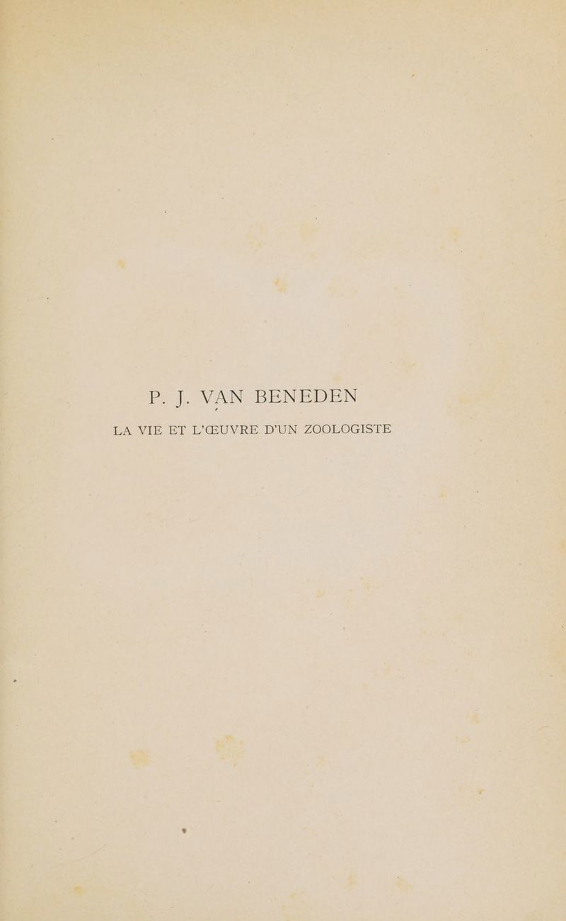 EPL NAN BENEDLEN PAUVRE ET L'ŒUVRE D'UN ZOOLOGISTE