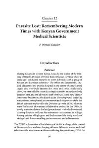 view Parasite Lost : Remembering Modern Times with Kenyan Government Medical Scientists / P. Wenzel Geissler.