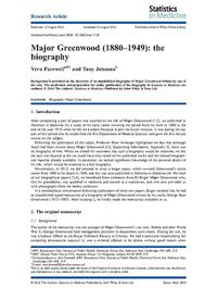 view Major Greenwood (18801949) : the biography / Vern Farewell and Tony Johnson.