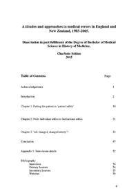 view Undergraduate Dissertation: Attitudes and approaches to medical errors in England and New Zealand, 1985-2005