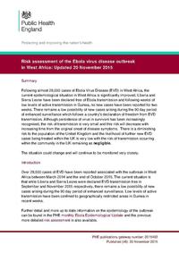 view Risk assessment of the Ebola virus disease outbreak in West Africa : updated 20 November 2015 / Public Health England.