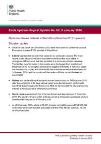 view Ebola Epidemiological Update No. 62 : 8 January 2016 / Public Health England.