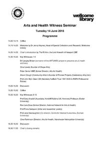 Arts and Health Witness Seminar: Programme