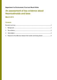 view An assessment of key evidence about Neonicotinoids and bees / Department for Environment, Food & Rural Affairs.