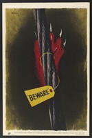 view A frayed steel cable with dangerous, jagged projections. Colour lithograph after Pat Keely, 1945.