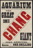 view Royal Aquarium : Chang, the great Chinese giant : just arrived : admission one shilling.