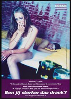 view A teenage girl wakes up in a strange bed after drinking too much the previous night. Colour lithograph for Nationaal Instituut voor Gezondheidsbevordering en Ziektepreventie, ca. 2000.