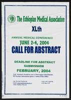 view Call for abstracts for annual medical conference in Ethiopia. Colour lithograph by the Ethiopian Medical Association, 2004.