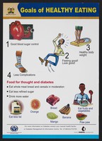 view Goals of healthy eating to prevent diabetes in Kenya. Colour lithograph by Ministry of Health, ca. 2000.