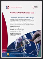 view Seminar on healthcare and the financial crisis at Strathmore Business School. Colour lithograph by Strathmore Business School, 2009.