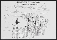 view A crowd of Rwandans around a speaker: democracy and governance in Rwanda. Lithograph, ca. 2001.