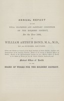 view Report of the Medical Officer of Health for the year ending December 31st, 1898.