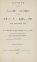 view Report on the sanitary condition of the City of London for the year 1894.