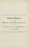 view Annual report of the Medical Officer of Health of the Borough of Hammersmith for the year 1903.