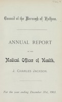 view Annual report of the Medical Officer of Health for the year ending December 31st, 1903.