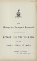 view Report for the year 1904 of the Medical Officer of Health.