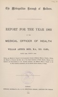 view Report for the year 1903 of the Medical Officer of Health.