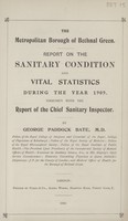 view Report on the sanitary condition and vital statistics during the year 1909 together with the report of the Chief Sanitary Inspector.