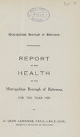 view Report on the health of the Metropolitan Borough of Battersea for the year 1909.